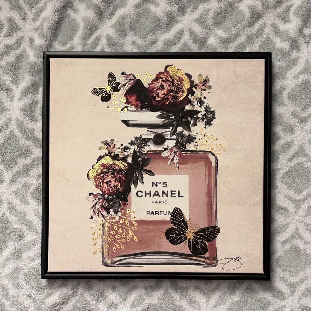 CHANEL No. 5 Floral and Butterfly Art Print